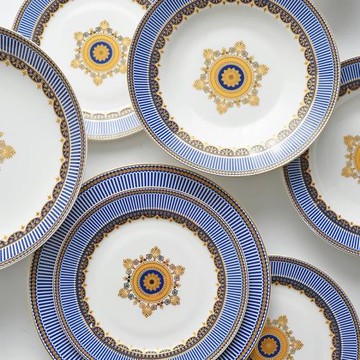 唐山佳玉 骨質瓷散件餐具藍色盛典 魚盤飯盤輕奢系列