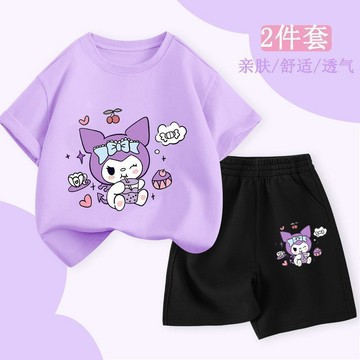 🍀AY🍀 兒童套裝 女童套裝 女童短袖 女童短褲 兒童短袖短褲兩件套 新女童款卡通套裝 女孩衣服 休閒童裝