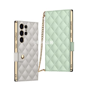 【全球優品匯】菱格小香風斜跨適用三星S25Ultra手機翻蓋皮套插卡支架S24ultra