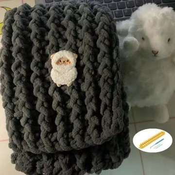 特價💖可愛小羊冰條綫自織圍巾diy材料包織圍巾工具全套粗毛綫團送男女手工圍巾鈎針材料包 冬季diy毛綫 編織毛綫圍巾 E