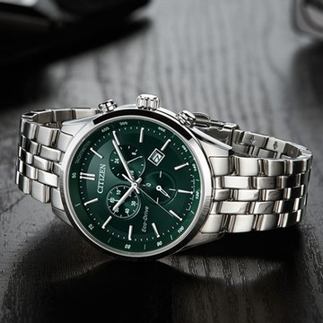 CITIZEN 星辰 光動能 光之騎士競速計時男錶-綠x銀/42mm(AT2149-85X)