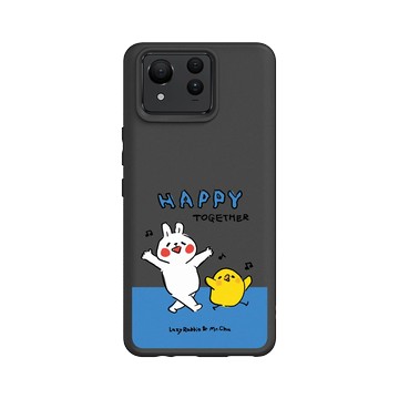 Zenfone 11 Ultra SolidSuit 黑 - 懶散兔與啾先生 Lazy Rabbit and Mr.Chu - 左手的快樂
