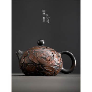 云南建水紫陶茶壺純手工深雕西施壺新家用功夫茶具泡茶器手作單壺