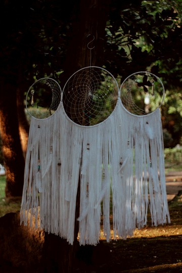 純手工捕夢網 Handmade Dreamcatcher－【大三月女神-白】