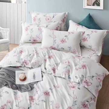 寢室安居 3M吸濕排汗 雙人萊賽爾天絲床包枕套组  床包 188 x 152cm + 枕頭套 75 x 45cm  花映紅