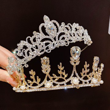 兒童皇冠頭飾女童珍珠水鉆發箍超仙公主水晶發卡可愛寶寶頭箍發飾