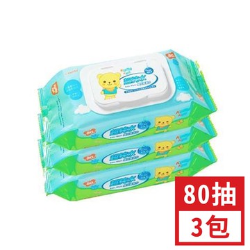 日本 Combi - Kuma Kun 庫瑪熊 超純水嬰兒柔濕巾/濕紙巾-80抽x3包