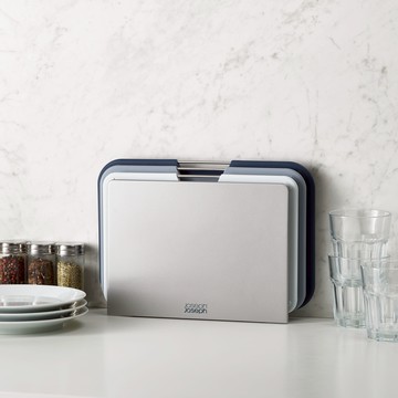 【英國 Joseph Joseph】 Nest 分類砧板三件組-灰藍(大/小)