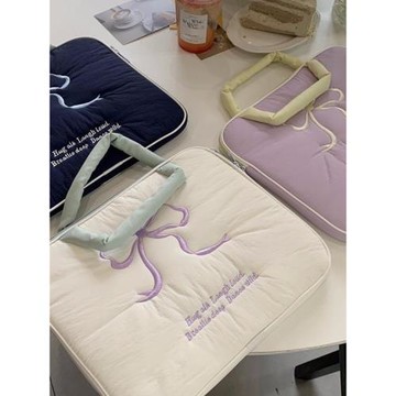 韓國ins可愛刺繡蝴蝶結ipad平板電腦11/13/15寸手提筆記本收納包