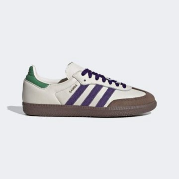 Adidas Samba OG W [ID8349] 女 休閒鞋 運動 經典 復古 德訓鞋 低筒 米白 紫綠