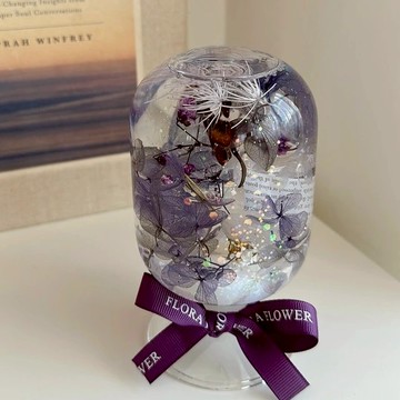【Flora Flower】水晶球浮游花 - 籐夢紫(贈三色LED底座)