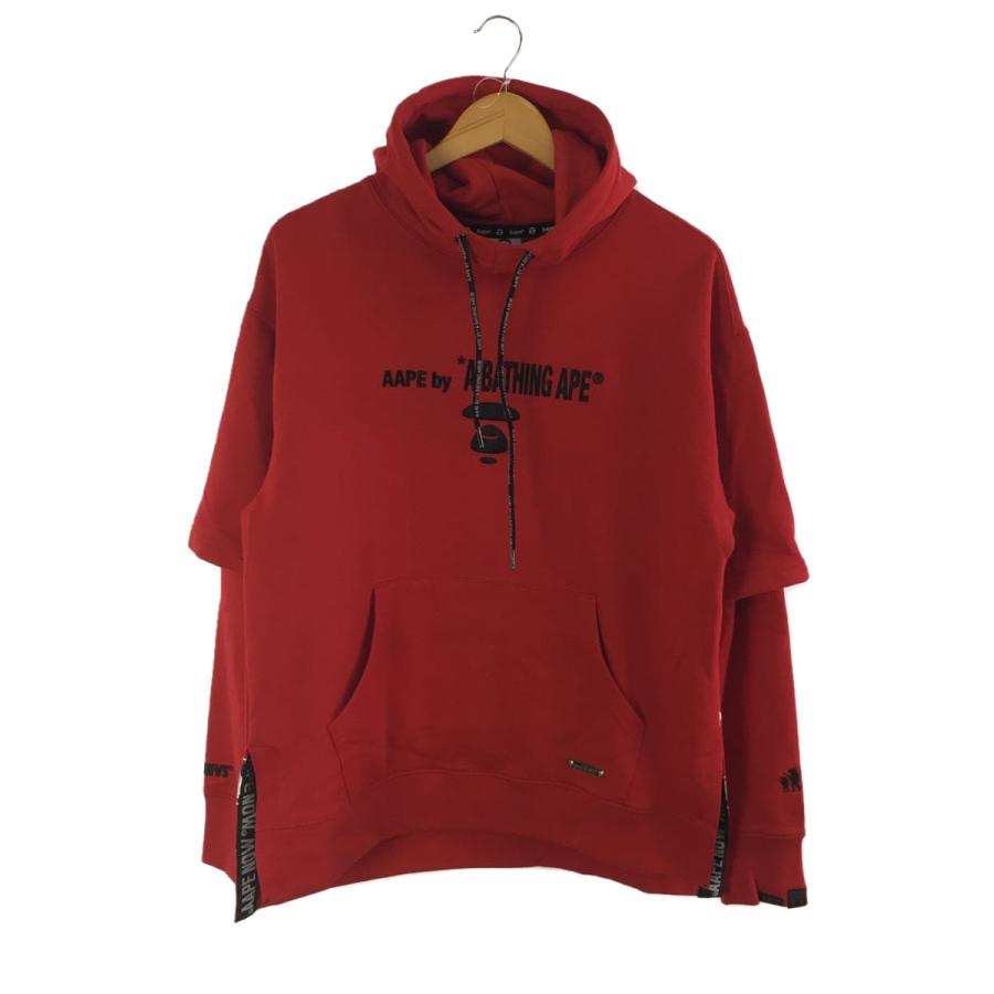 AAPE BY A BATHING APE◇パーカー/タグ付/M/コットン/RED   LINE