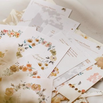 ❤NANI❤【番茄醬少女】花墨漣漪 水墨花 手賬素材包 小清新 輕復古 韓系復古 手賬素材包 diy裝飾手賬素材