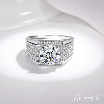 ［Hi rosé!］現貨、時尚！超帥三排鑽石滿鑽霸氣男鑽戒 型男 百搭 婚戒 訂婚 結婚超閃超亮實拍霸氣十心