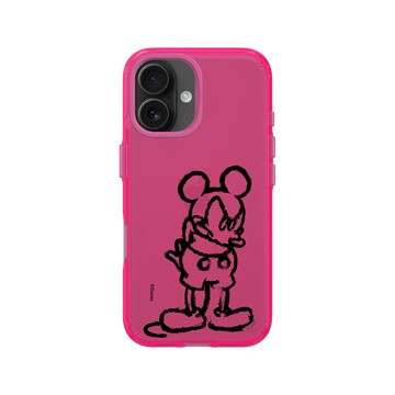 iPhone 16 Clear 粉漾桃 - 迪士尼-米奇 Mickey - 黑標款-米奇蠟筆風格