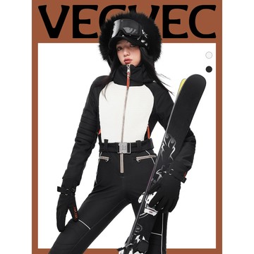 【官方正品】VECVEC鹅绒连体滑雪服女款 保暖防风防水 女士滑雪服 女士連體滑雪服 透气加厚 高弹修身羽绒户外滑雪服