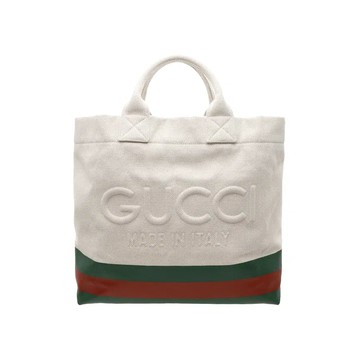 GUCCI 782741 經典條紋織帶帆布包托特包