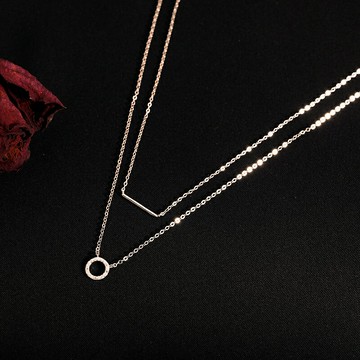 925純銀雙層項鏈女夏小眾設計感輕奢鎖骨鏈年新款ins配飾