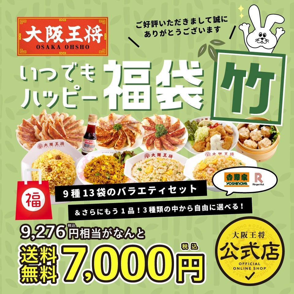 大阪王将いつでもハッピー福袋　竹　 送料無料 冷凍食品 冷凍餃子 お弁当 テレワーク ギフト 仕送り お取り寄せ