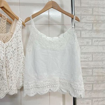 棉麻吊帶小背心女2025夏裝寬松大碼氣質鏤空鉤花內搭休閑亞麻上衣
