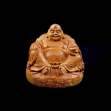 高6.5公分  歡喜財至布袋佛(檀香木)