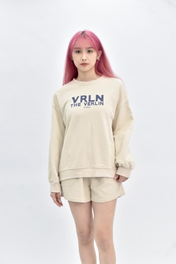 (XL) mq 印花字母杏色長袖上衣