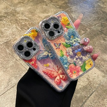 邊框鑲鑽 自帶閃粉鏡頭膜 氣囊防摔殼 適用 蘋果 iPhone17 16 15 14 13 Promax 手機殼 保護殼