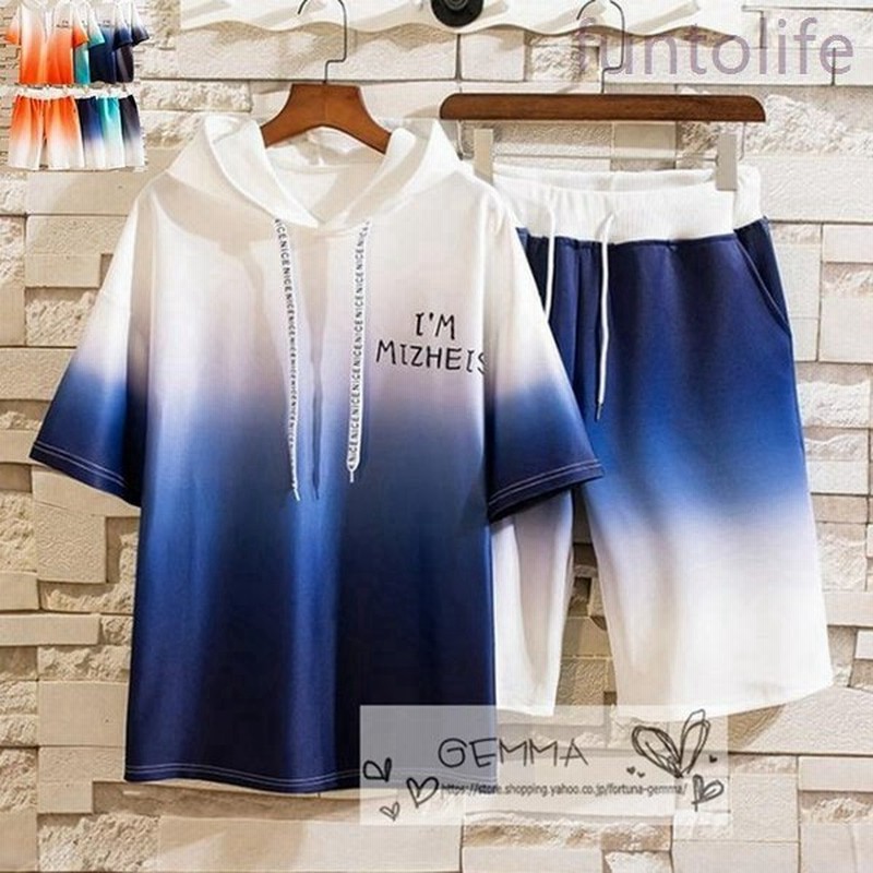 セットアップメンズジャージtシャツ半袖パーカーハーフパンツ半ズボン涼しい薄手涼しい夏物青少年 通販 Lineポイント最大0 5 Get Lineショッピング