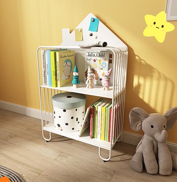 兒童書架落地置物架客廳鐵藝飄窗多層架子小型書柜簡易臥室收納架