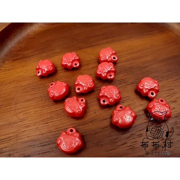 如意福袋硃砂串珠 散珠 穿搭手鍊配件 文藝飾品配件 文玩小物 D11