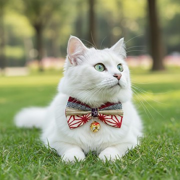 日式復古紋樣款 蝴蝶結寵物裝飾項圈 貓咪 小型犬 迷你犬