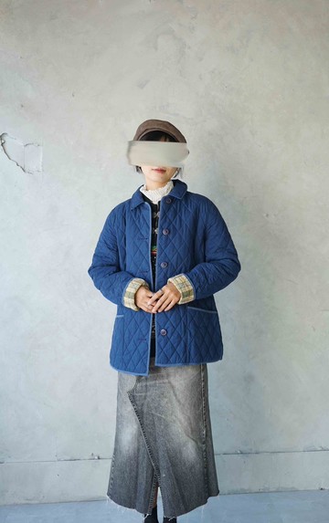 尋寶古著-LLBean藍色衍縫鋪棉夾克外套