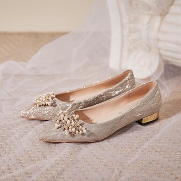 桃夭婚鞋秀禾婚紗平跟兩穿2025新款新娘鞋女婚禮高跟鞋小眾高級感