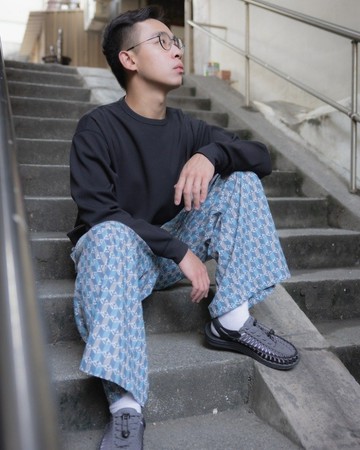 印度蓋染工藝純棉 長褲 －玄武岩藍