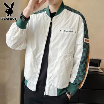 花花公子春季新款棒球服外套男士潮牌飛行員夾克休閑潮流上衣男裝