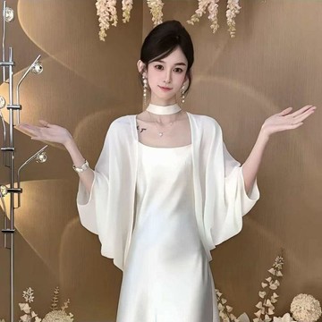 【雅韻衣櫥】夏天新款中式清冷感百搭薄紗開衫防曬衣女吊帶裙子薄紗外套衫披肩