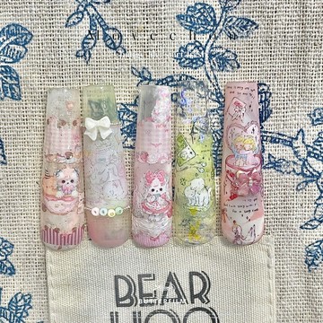 💗台灣出貨💗韓風ins手繪洛可可風美甲轉印紙小天使兔子春夏藝術元素可愛實用
