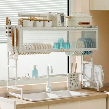 ??快速出貨?? 附發票 廚房水槽置物架洗碗槽水池碗柜家用臺面帶接水盤筷盤瀝水碗碟收納