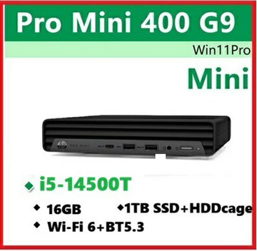 【2025 14代 16G】HP Pro Mini 400G9  B8UP0PT Desktop PC商用電腦 Pro Mini 400G9/i5-14500T/16GB/1TB SSD+HDD cage/W11P/333