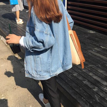 牛仔外套女秋裝2019春季新款潮韓版bf寬松學生淺色百搭短款牛仔衣