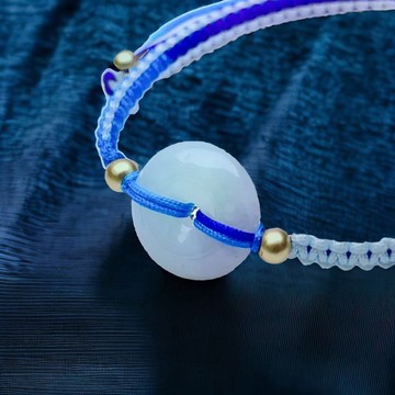 【願‧平安】冰種飄綠平安扣編織手鍊 | 天然緬甸翡翠A貨 | 送禮