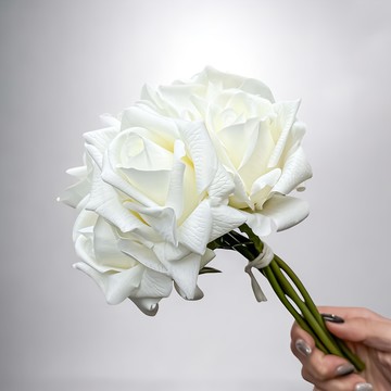 FLORAL M 手感保濕安娜玫瑰仿真花材  優雅白  5件