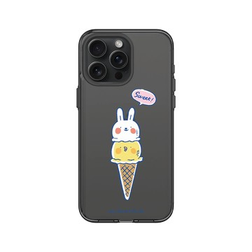 iPhone 15 Pro Max Clear 酷墨灰 - 懶散兔與啾先生 Lazy Rabbit and Mr.Chu - 冰淇淋