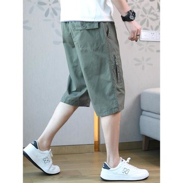 夏季薄款七分褲男士短褲寬松六分外穿7分五分褲休閑中褲純棉工裝