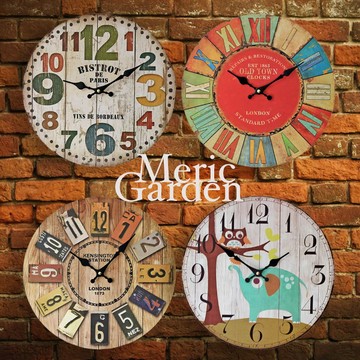 Meric Garden 風格仿舊裝飾壁掛式時鐘/壁鐘/掛鐘_(多款樣式) - 彩繪羅馬數字