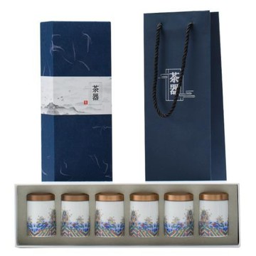 旅行便攜式海浪茶葉罐陶瓷鋁合金屬蓋密封罐家用迷你存茶罐批發
