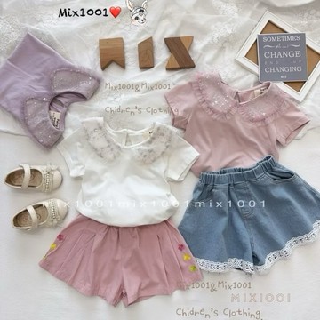 🌈✨mix1001閃亮✨亮片造型領上衣✨兒童網紗亮片質感上衣