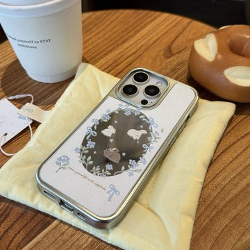 碎花ins小兔韓系新款鏡面銀框適用蘋果iPhone17promax手機殼高級感保護套16/15/14