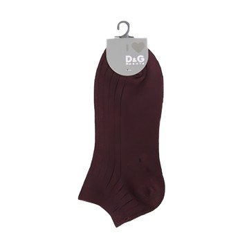 D&G BEAUTY 女款暗紋踝襪  暗紅色  22-25