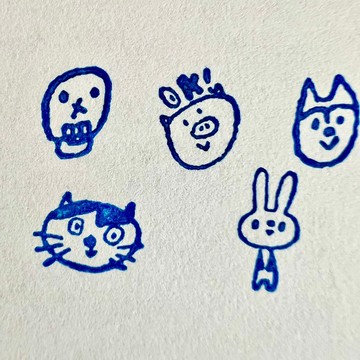 迷你印章 顱骨、豬、狗、貓、兔子